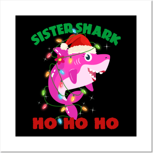 Sister Shark Ho Ho Ho Christmas Posters and Art